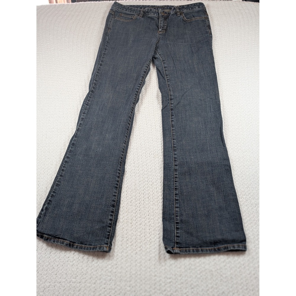 Michael Kors Womens Bootcut Jeans Dark Wash Blue Embroidered Logo Size 10
